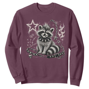 Punk Rock Raccoon Trash Panda Mohawk Spooky Y2K Grunge Graphic Sweatshirt