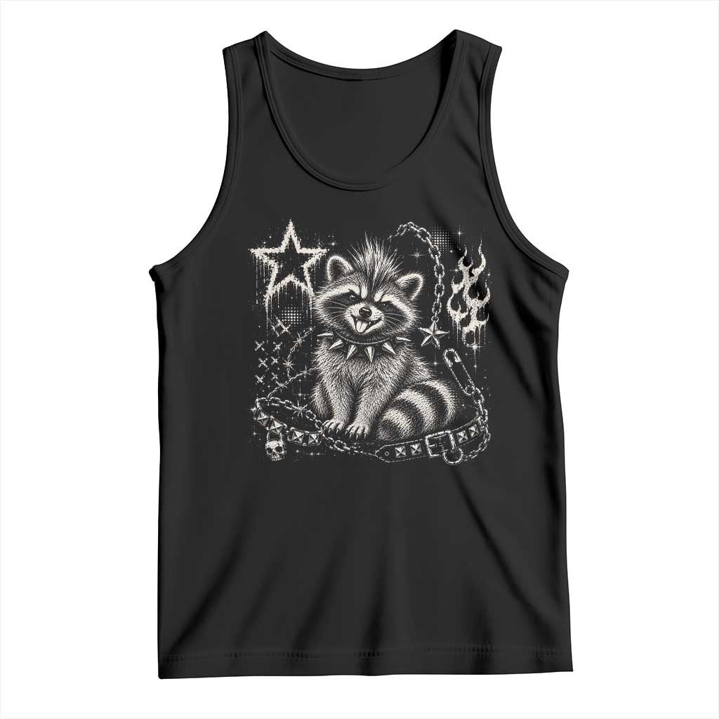 Punk Rock Raccoon Trash Panda Mohawk Spooky Y2K Grunge Graphic Tank Top
