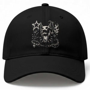 Punk Rock Doberman Growling Dog Angry Barking Y2K Graphic Baseball Cap