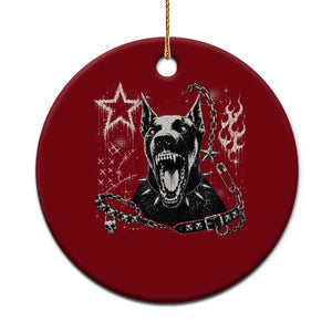 Punk Rock Doberman Growling Dog Angry Barking Y2K Graphic Ceramic Ornament