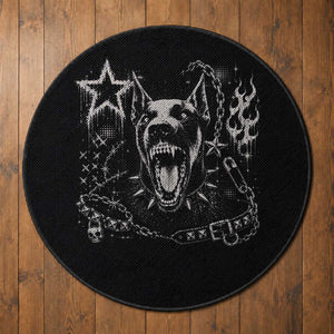 Punk Rock Doberman Growling Dog Angry Barking Y2K Graphic Round Rug