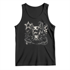Punk Rock Doberman Growling Dog Angry Barking Y2K Graphic Tank Top