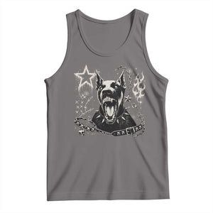 Punk Rock Doberman Growling Dog Angry Barking Y2K Graphic Tank Top