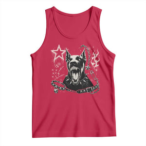 Punk Rock Doberman Growling Dog Angry Barking Y2K Graphic Tank Top