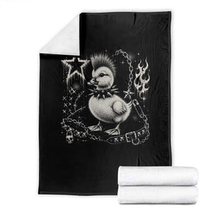 Punk Rock Duckling Mohawk Spooky Y2K Grunge Graphic Throw Blanket