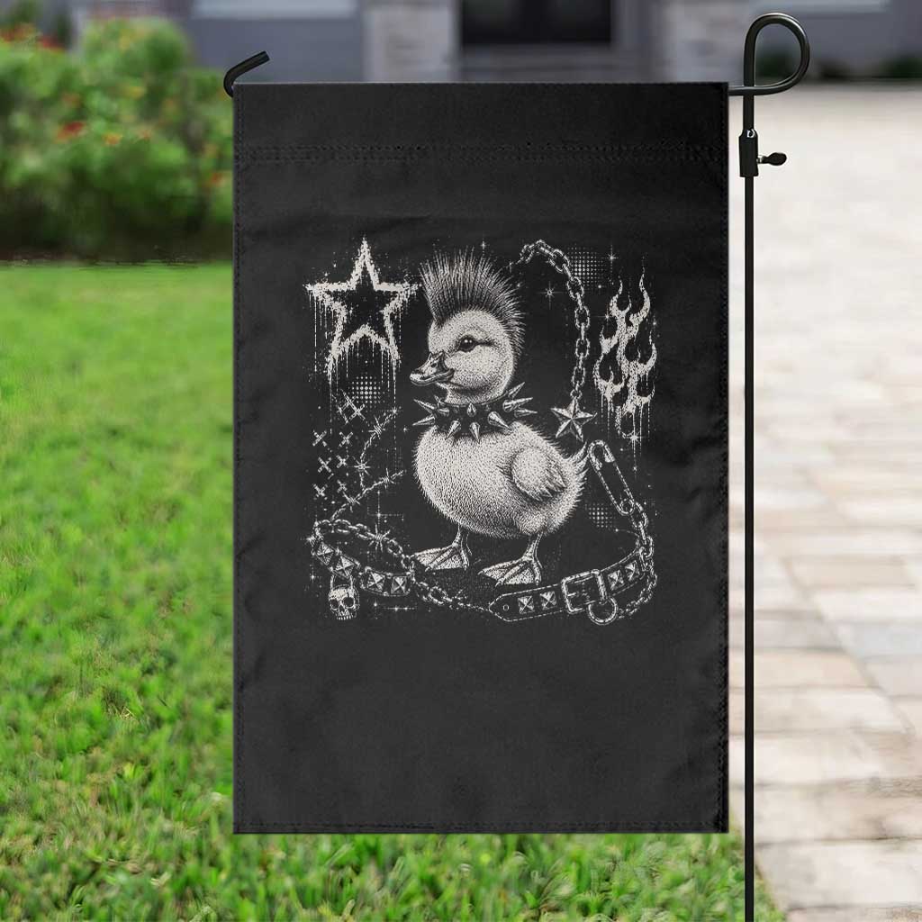 Punk Rock Duckling Mohawk Spooky Y2K Grunge Graphic Garden Flag