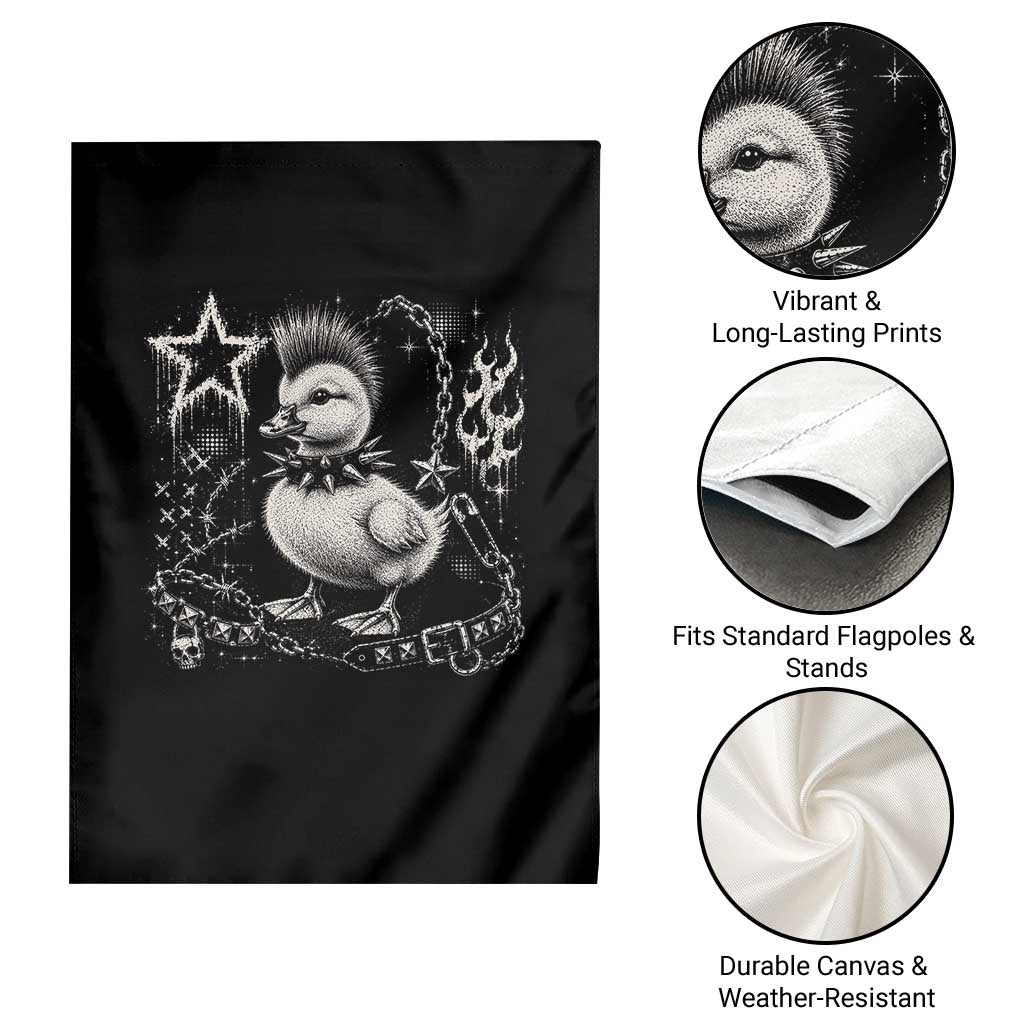 Punk Rock Duckling Mohawk Spooky Y2K Grunge Graphic Garden Flag
