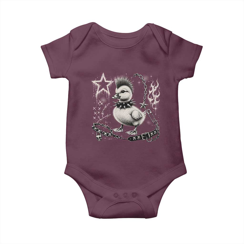 Punk Rock Duckling Mohawk Spooky Y2K Grunge Graphic Baby Onesie