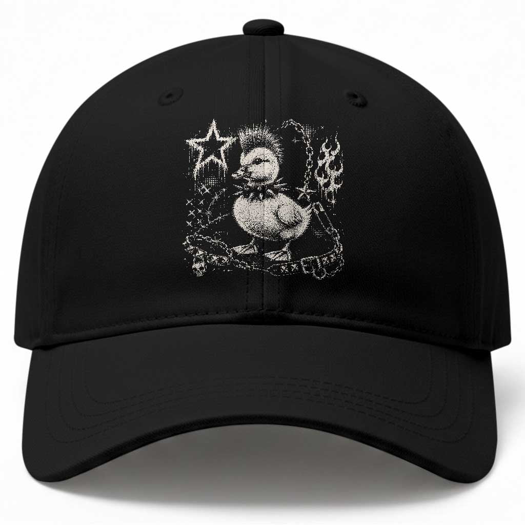 Punk Rock Duckling Mohawk Spooky Y2K Grunge Graphic Baseball Cap