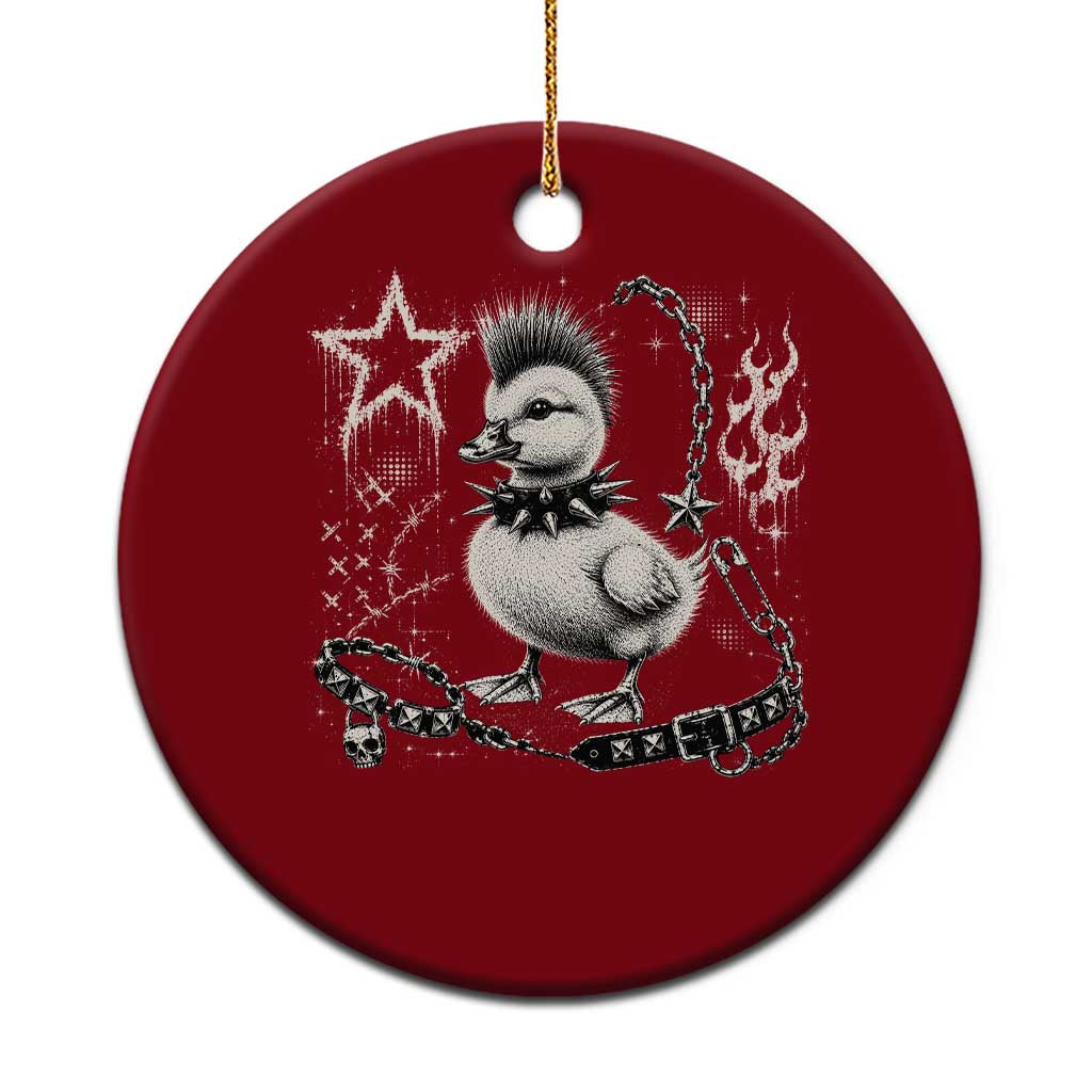 Punk Rock Duckling Mohawk Spooky Y2K Grunge Graphic Ceramic Ornament