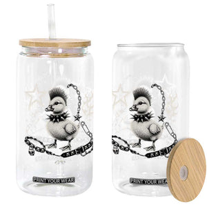 Punk Rock Duckling Mohawk Spooky Y2K Grunge Graphic Glass Can