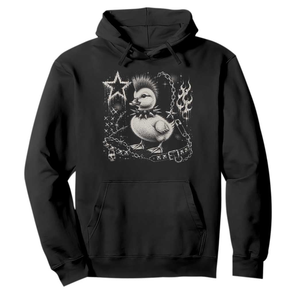 Punk Rock Duckling Mohawk Spooky Y2K Grunge Graphic Hoodie
