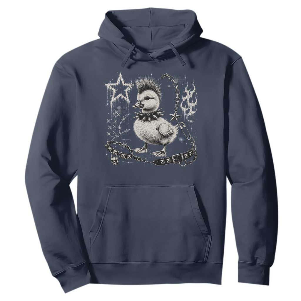 Punk Rock Duckling Mohawk Spooky Y2K Grunge Graphic Hoodie
