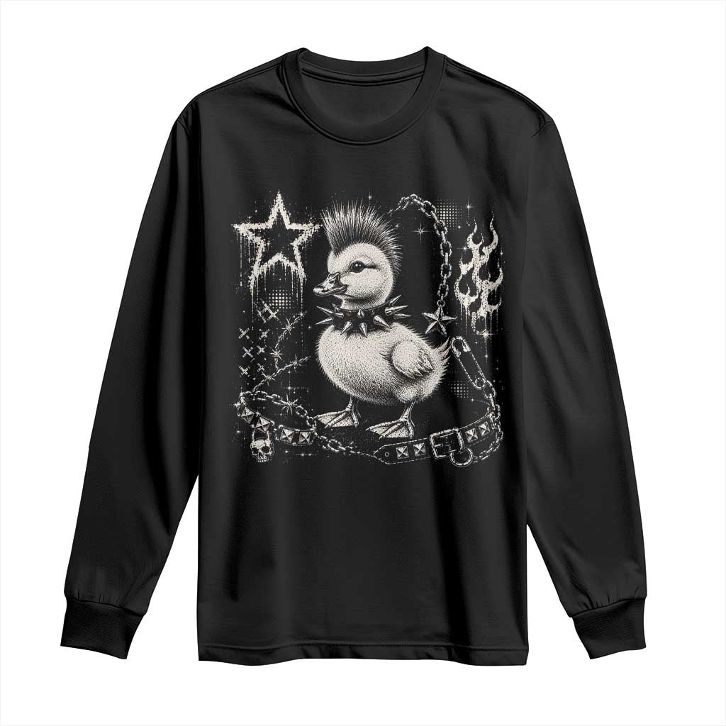 Punk Rock Duckling Mohawk Spooky Y2K Grunge Graphic Long Sleeve Shirt