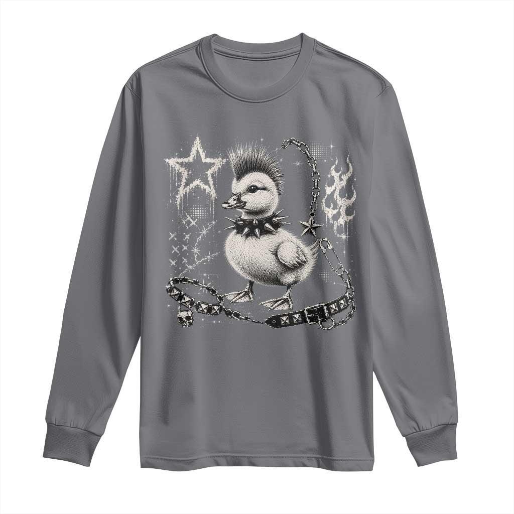 Punk Rock Duckling Mohawk Spooky Y2K Grunge Graphic Long Sleeve Shirt
