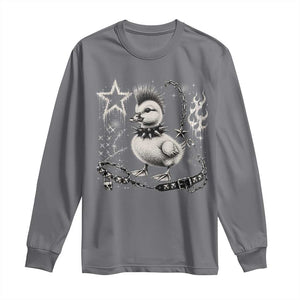 Punk Rock Duckling Mohawk Spooky Y2K Grunge Graphic Long Sleeve Shirt
