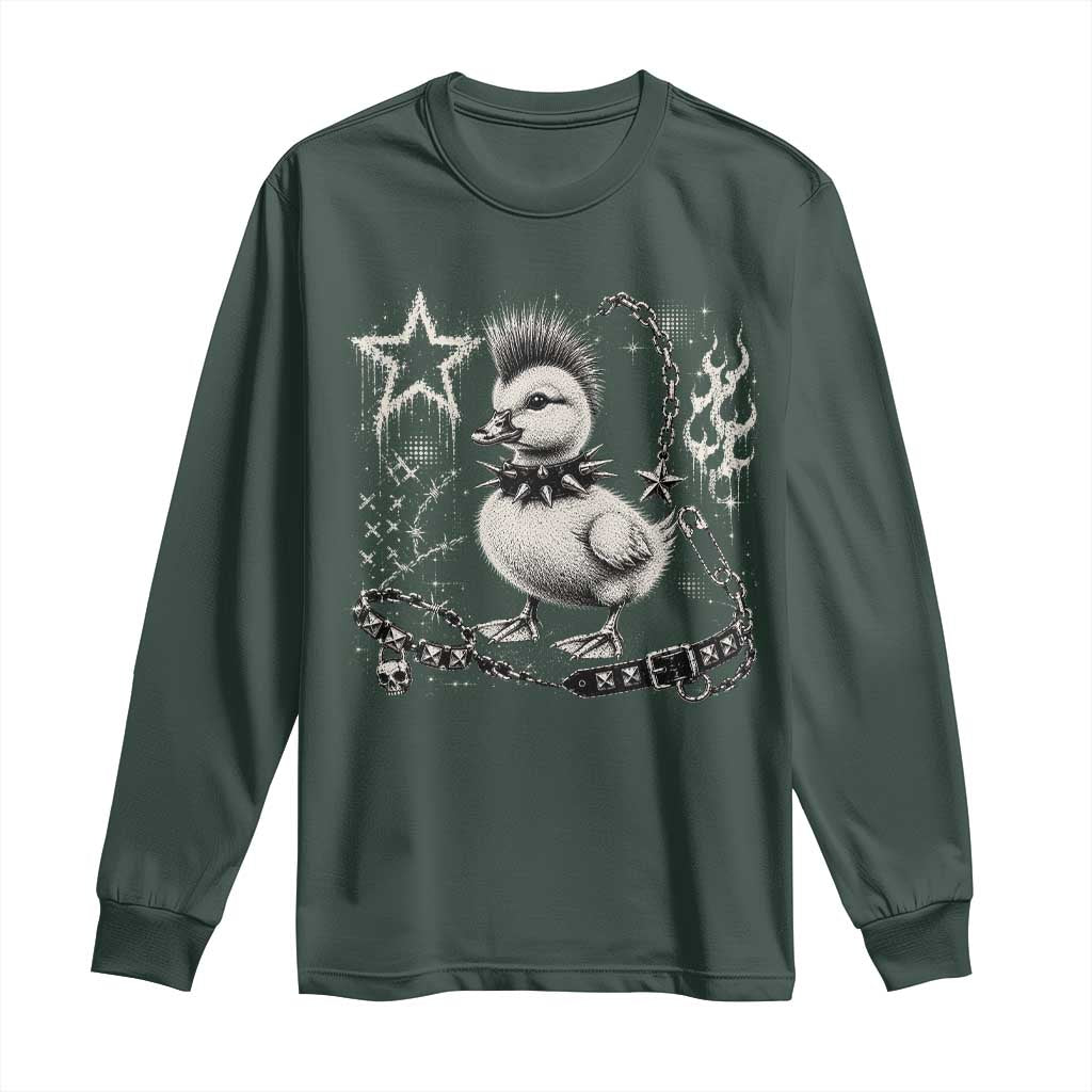 Punk Rock Duckling Mohawk Spooky Y2K Grunge Graphic Long Sleeve Shirt