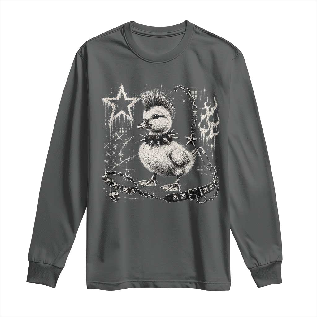Punk Rock Duckling Mohawk Spooky Y2K Grunge Graphic Long Sleeve Shirt