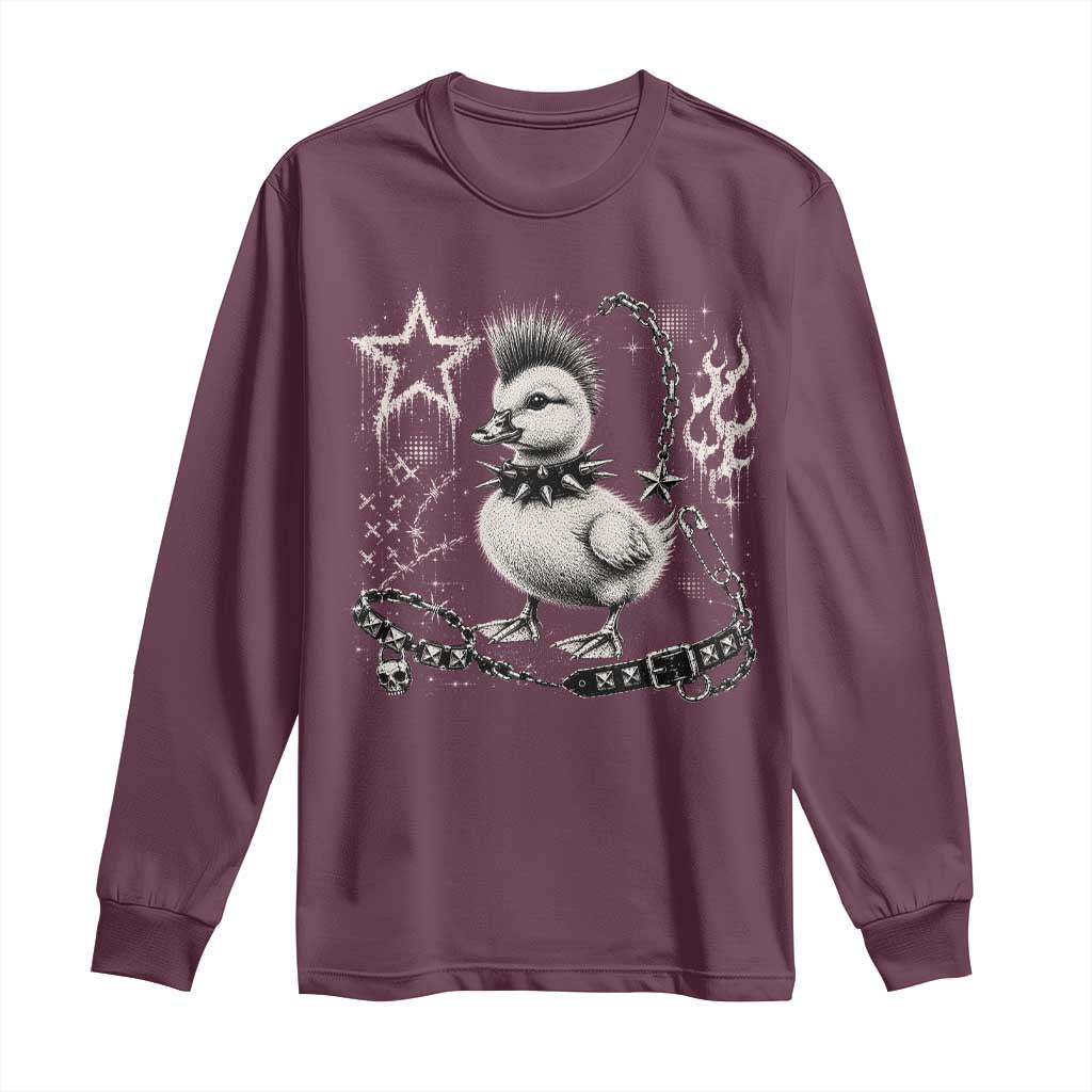 Punk Rock Duckling Mohawk Spooky Y2K Grunge Graphic Long Sleeve Shirt