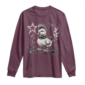 Punk Rock Duckling Mohawk Spooky Y2K Grunge Graphic Long Sleeve Shirt
