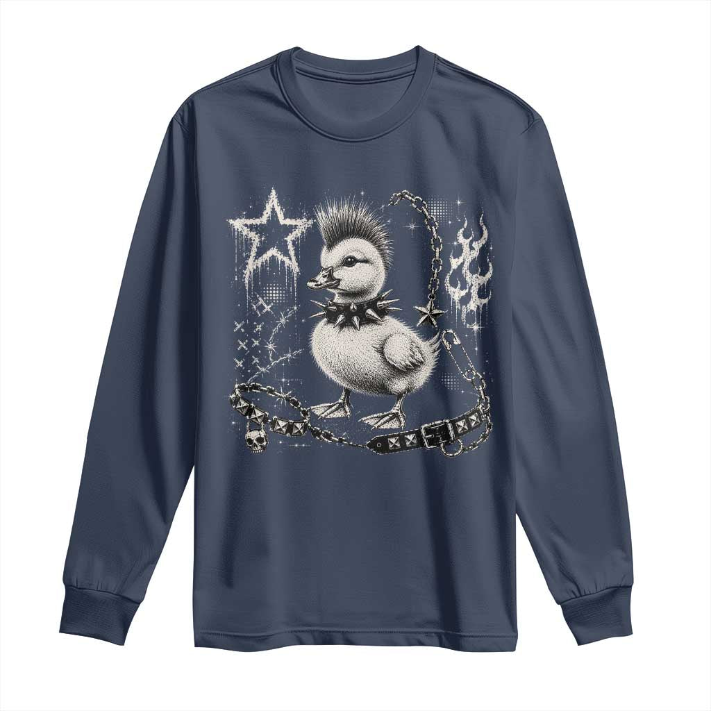 Punk Rock Duckling Mohawk Spooky Y2K Grunge Graphic Long Sleeve Shirt