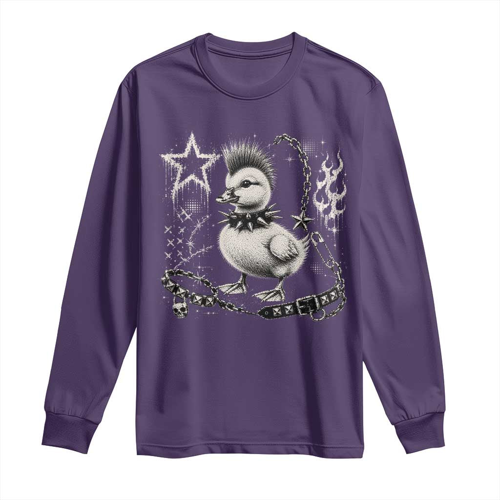 Punk Rock Duckling Mohawk Spooky Y2K Grunge Graphic Long Sleeve Shirt