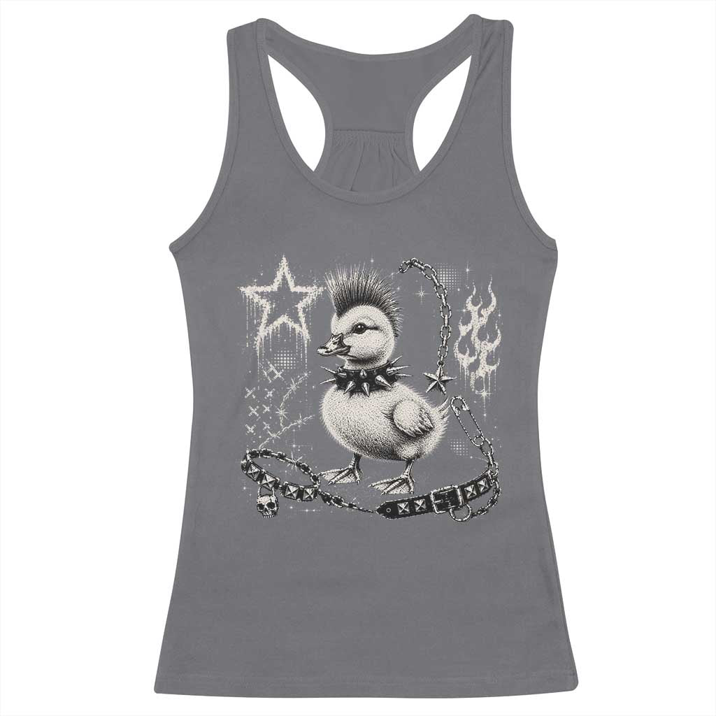 Punk Rock Duckling Mohawk Spooky Y2K Grunge Graphic Racerback Tank Top