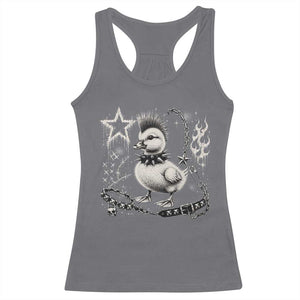 Punk Rock Duckling Mohawk Spooky Y2K Grunge Graphic Racerback Tank Top