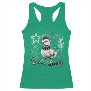 Punk Rock Duckling Mohawk Spooky Y2K Grunge Graphic Racerback Tank Top