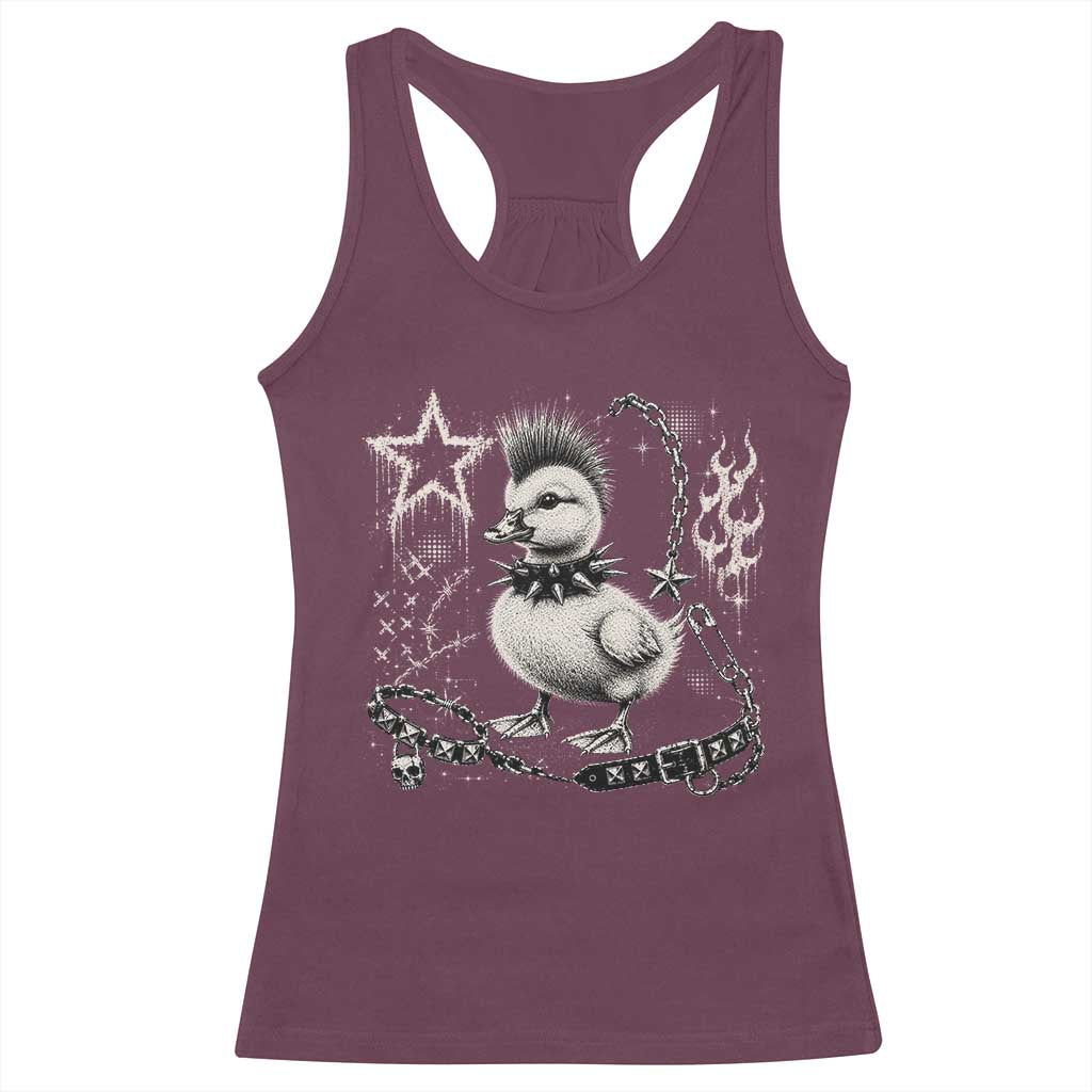 Punk Rock Duckling Mohawk Spooky Y2K Grunge Graphic Racerback Tank Top