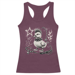 Punk Rock Duckling Mohawk Spooky Y2K Grunge Graphic Racerback Tank Top
