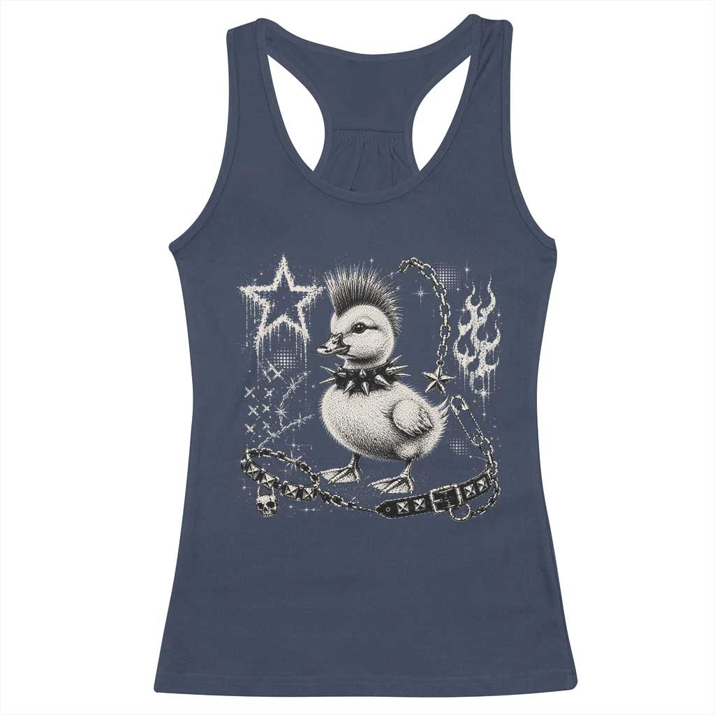 Punk Rock Duckling Mohawk Spooky Y2K Grunge Graphic Racerback Tank Top