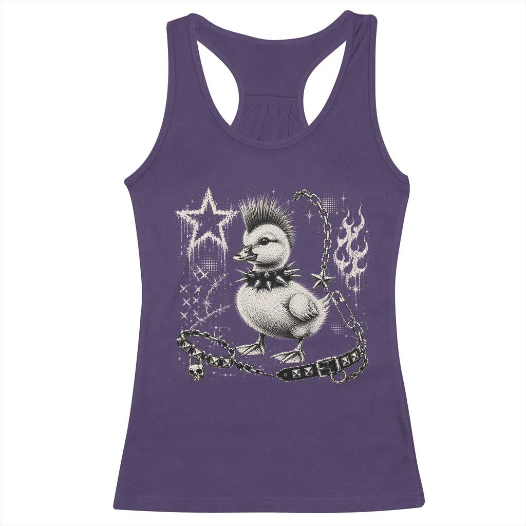 Punk Rock Duckling Mohawk Spooky Y2K Grunge Graphic Racerback Tank Top