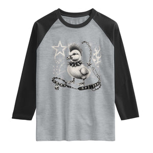 Punk Rock Duckling Mohawk Spooky Y2K Grunge Graphic Raglan Shirt