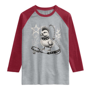Punk Rock Duckling Mohawk Spooky Y2K Grunge Graphic Raglan Shirt