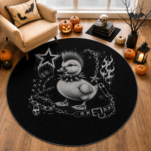 Punk Rock Duckling Mohawk Spooky Y2K Grunge Graphic Round Rug