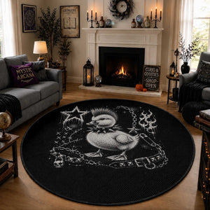 Punk Rock Duckling Mohawk Spooky Y2K Grunge Graphic Round Rug