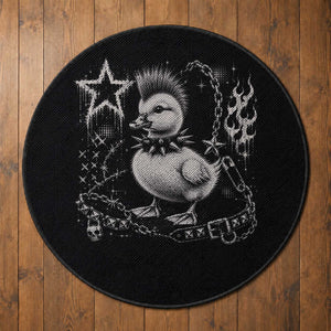 Punk Rock Duckling Mohawk Spooky Y2K Grunge Graphic Round Rug