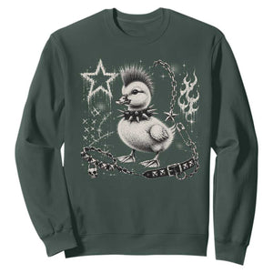 Punk Rock Duckling Mohawk Spooky Y2K Grunge Graphic Sweatshirt