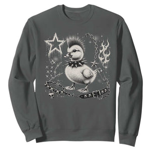 Punk Rock Duckling Mohawk Spooky Y2K Grunge Graphic Sweatshirt