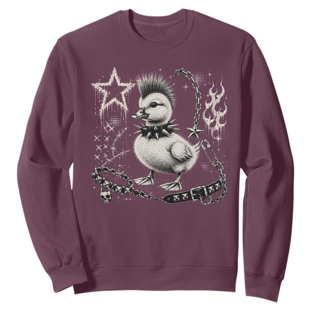 Punk Rock Duckling Mohawk Spooky Y2K Grunge Graphic Sweatshirt