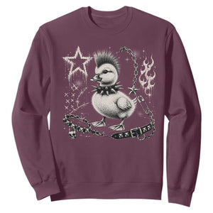 Punk Rock Duckling Mohawk Spooky Y2K Grunge Graphic Sweatshirt
