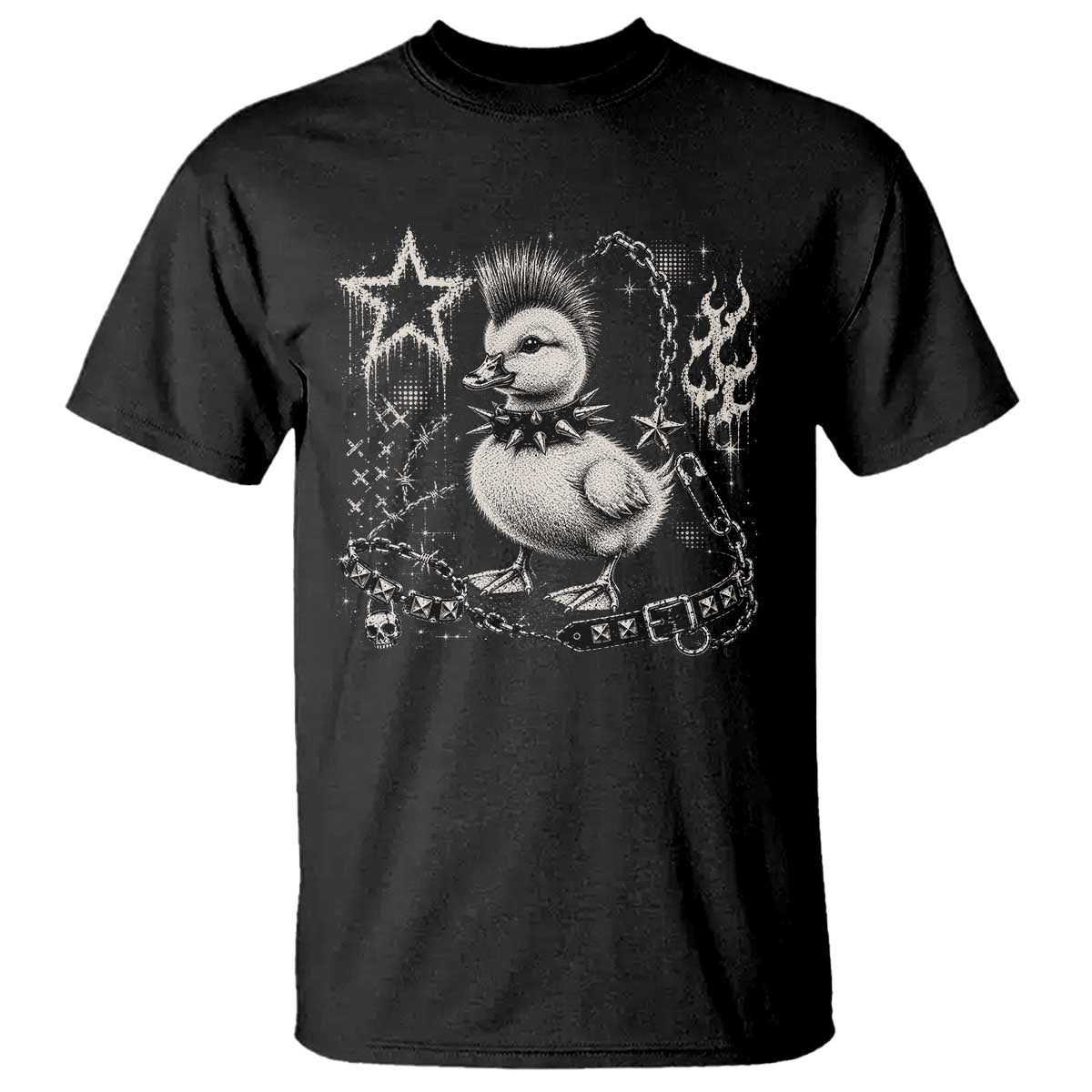 Punk Rock Duckling Mohawk Spooky Y2K Grunge Graphic T Shirt