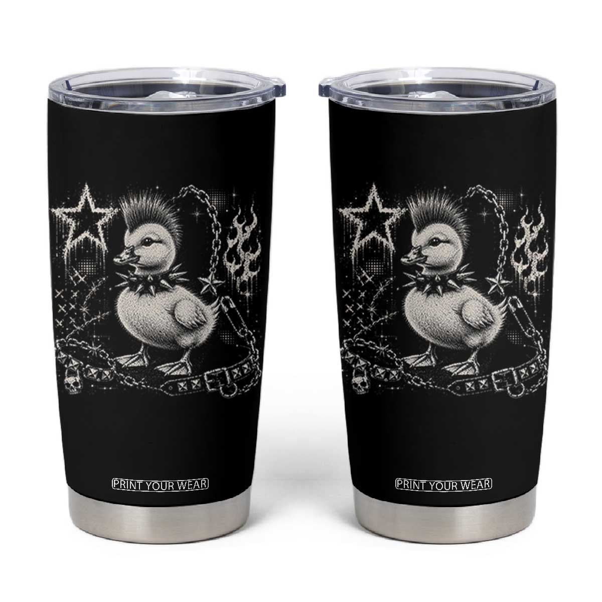 Punk Rock Duckling Mohawk Spooky Y2K Grunge Graphic Tumbler Cup