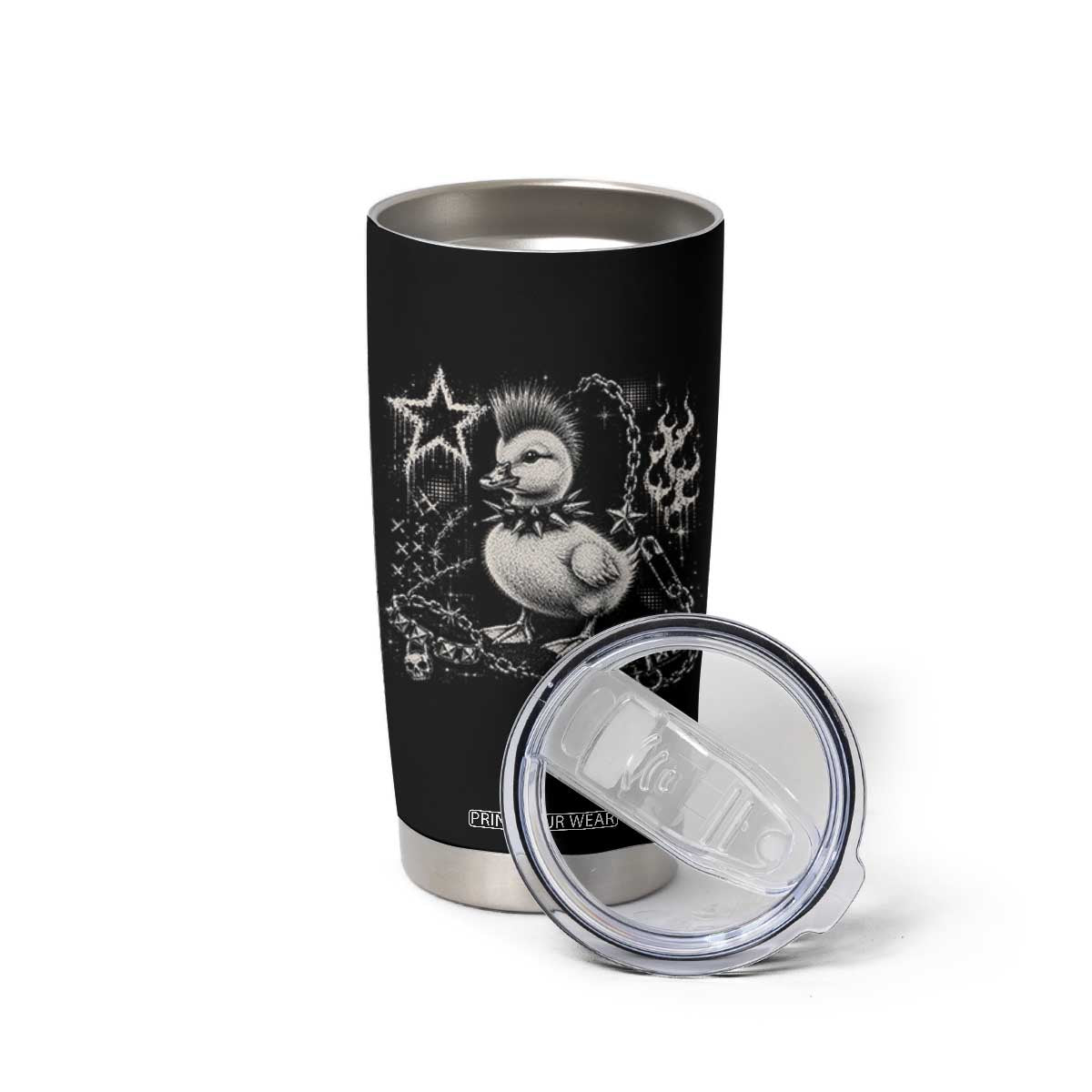 Punk Rock Duckling Mohawk Spooky Y2K Grunge Graphic Tumbler Cup