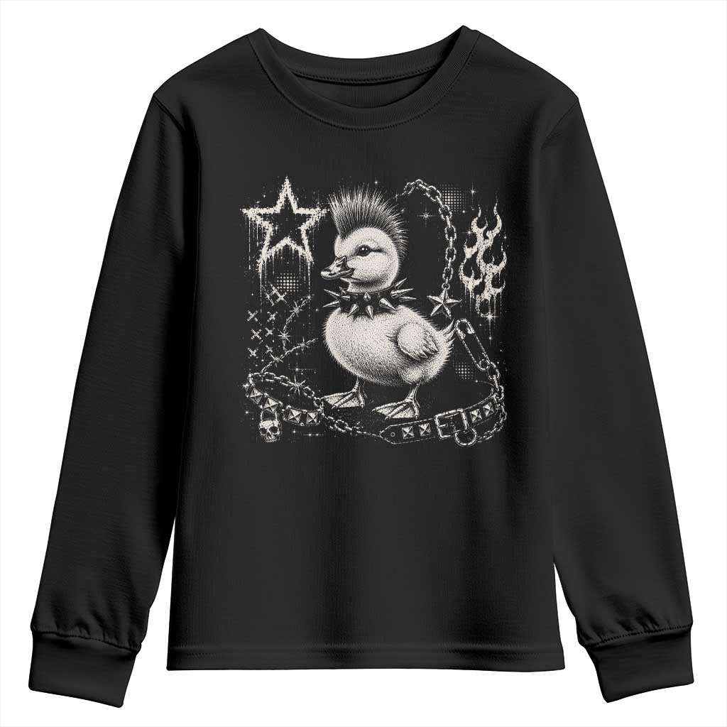 Punk Rock Duckling Mohawk Spooky Y2K Grunge Graphic Youth Sweatshirt