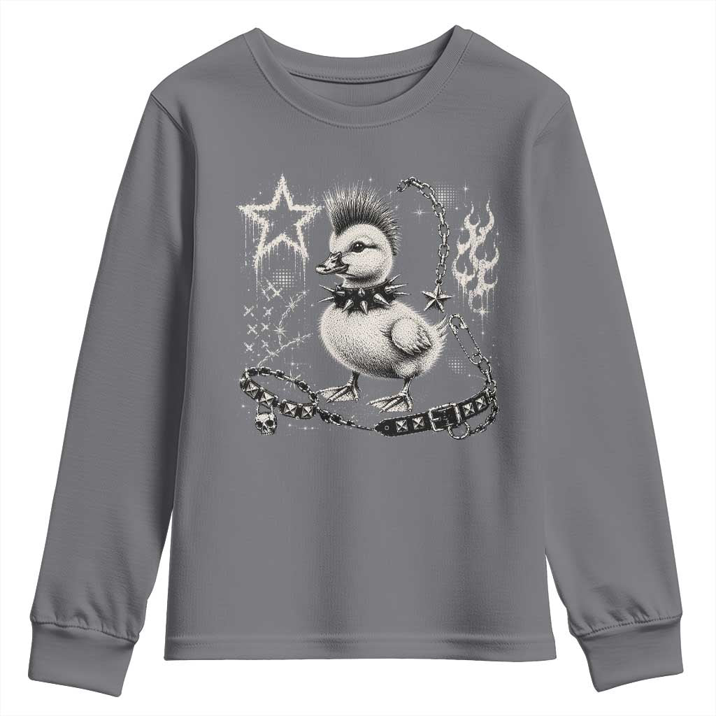Punk Rock Duckling Mohawk Spooky Y2K Grunge Graphic Youth Sweatshirt