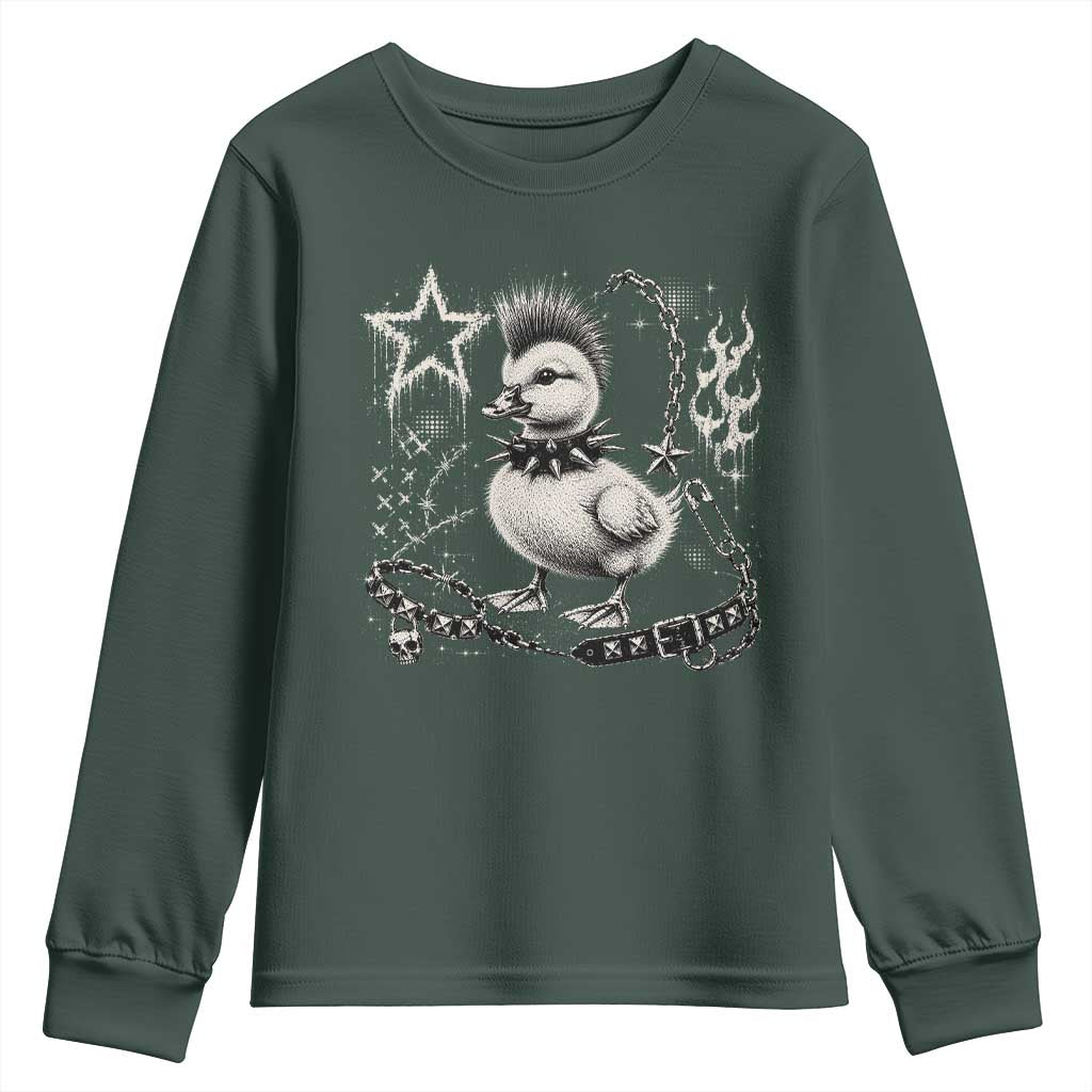 Punk Rock Duckling Mohawk Spooky Y2K Grunge Graphic Youth Sweatshirt
