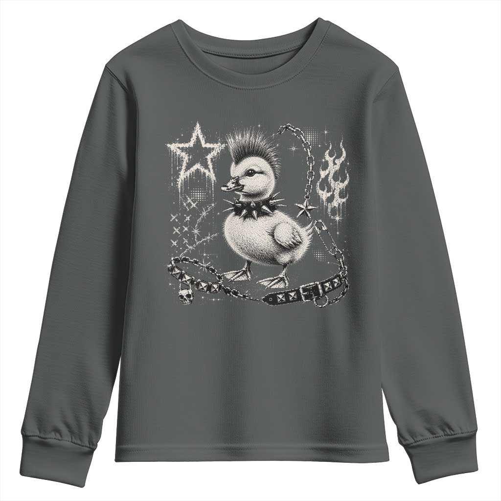 Punk Rock Duckling Mohawk Spooky Y2K Grunge Graphic Youth Sweatshirt