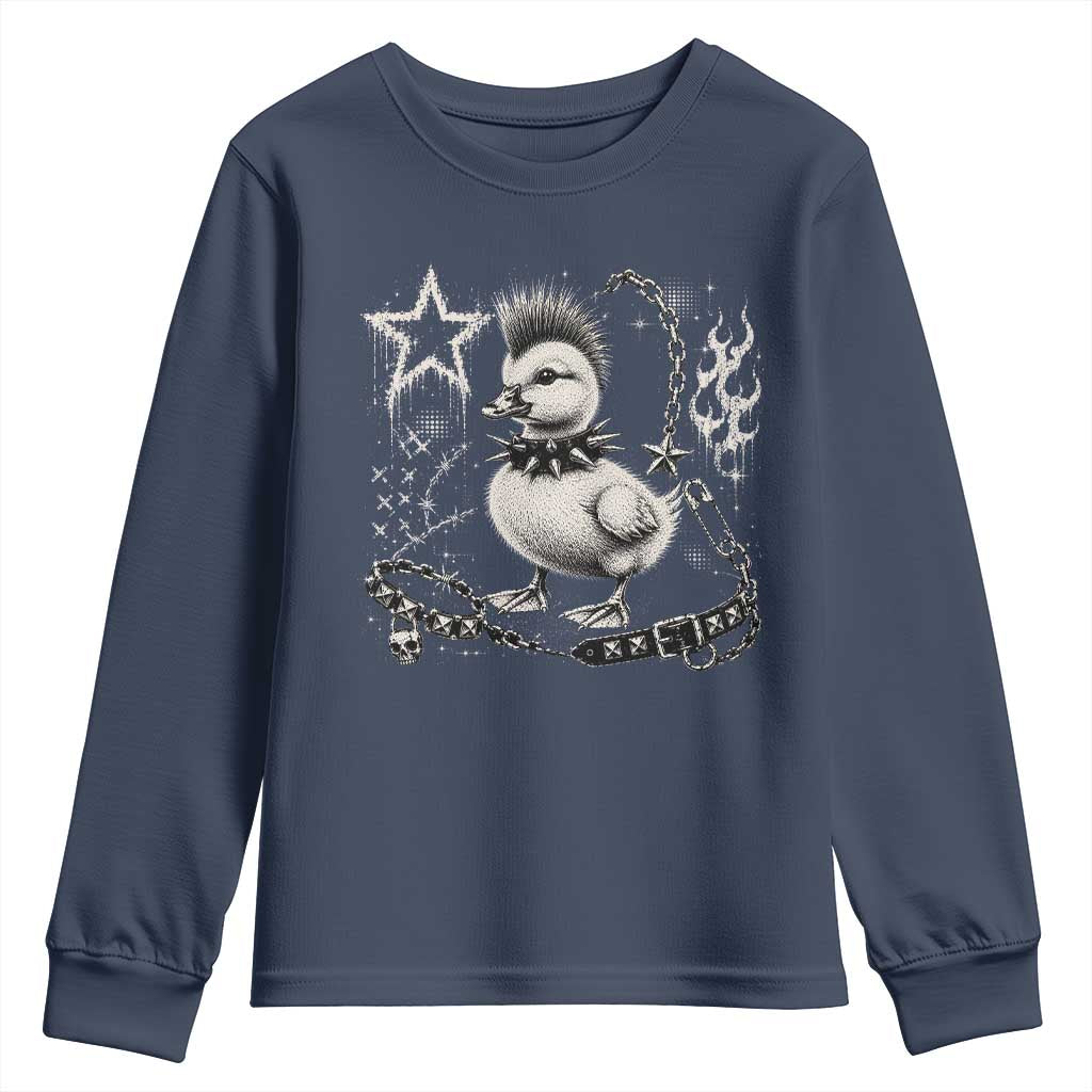 Punk Rock Duckling Mohawk Spooky Y2K Grunge Graphic Youth Sweatshirt